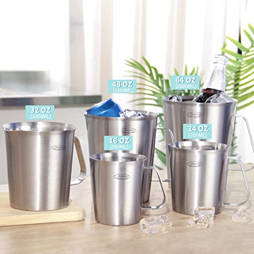Measuring Cup, [Upgraded, 3 Measurement Scales, Including Cup Scale, ML Scale, Ounce Scale], Newness Stainless Steel Measuring Cup with Marking with Handle, 24 Ounces (0.7 Liter, 3 Cup) - size: 24 OZ (3 Cup, 700 ML)
