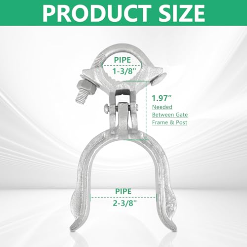 (1-3/8" x 2-3/8"(2-1/2") Chain Link Fence Gate Fork Latch | Commercial Heavy Duty - Malleable - Galvanized Gate Latch with Hole for Padlock - size: 1-3/8" x 2-3/8" (2-1/2")