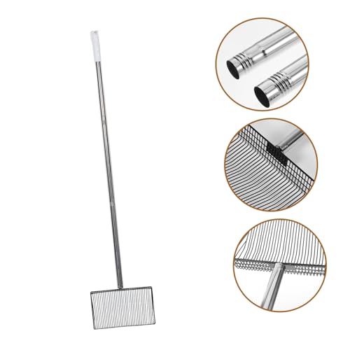 HEMOTON Coop Litter Scooper with Long Handle Heavy Duty Metal Sifting Tool for Farm Waste Cleanup for Chicken Goat Cow and Sheep Manure