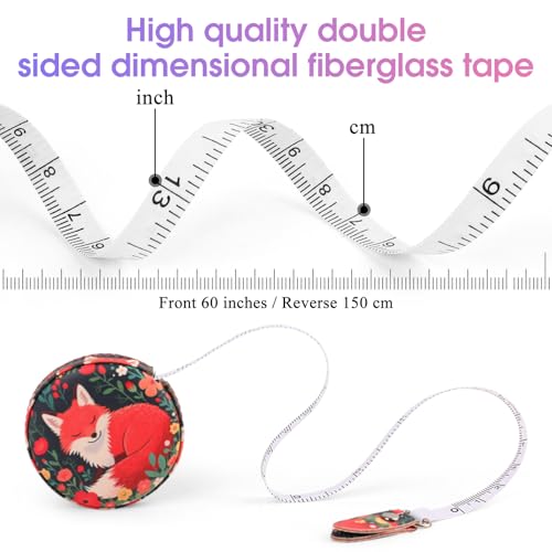Retractable Mini Tape Measure, Auto-Retract, Premium Leather Tape Measure, Dual-Sided Ruler, Ideal for Fabric Cutting, Body Measurements, and Handicrafts (Red Fox) - color: Red Fox