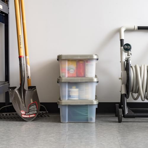 IRIS USA 16 Qt Storage Bins with Gasket Seal Lid, 3 Pack - BPA-Free, Heavy Duty Moving Containers Tight Latch, Weather Proof Tote, WEATHERPRO - Clear/Chrome - size: 16 Qt. - 3 Pack