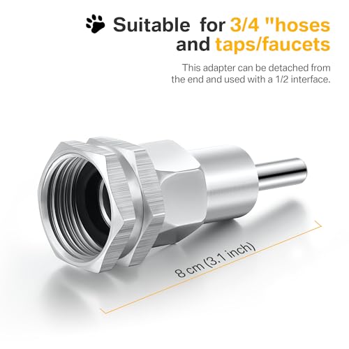 Hohean 2 Pcs Stainless Steel Automatic Water Drinker 1/2'' 3/4'' Automatic Nipple Drinking Waterer Brass Water Tank Connector with Hole Opener and Plumber's Tape for Dogs and Other Pets