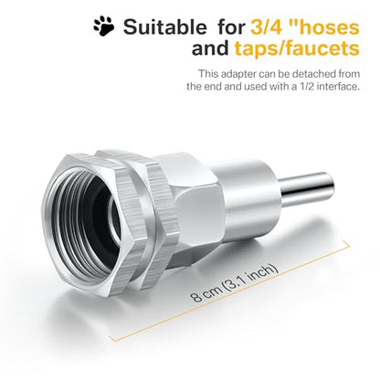 Hohean Stainless Steel Automatic Water Drinker 1/2'' 3/4'' Automatic Nipple Drinking Waterer Brass Water Tank Connector with Hole Opener and Plumber's Tape for Dogs and Other Pets