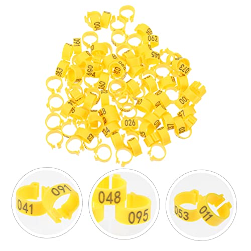 100pcs Bird Pigeons Leg Rings Poultry Leg Bands Meat Pigeon Anklet Easy Clip Rings - color: Yellow