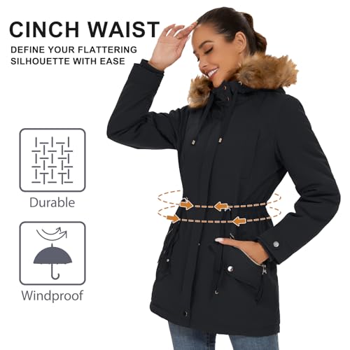ANOTHER CHOICE Women's Hooded Winter Coat Waterproof Parka Jacket Warm Sherpa FLeece Lined Winter Parka Coat - color: Black-new, size: 3X-Large