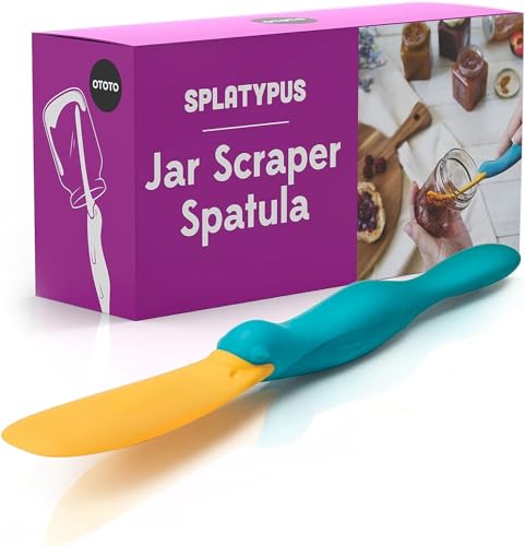 OTOTO Splatypus Jar Spatula for Scooping and Scraping - Unique Fun Cooking Kitchen Gadgets for Foodies - BPA-free & 100% Food Safe - Crepe Spreader - color: Blue