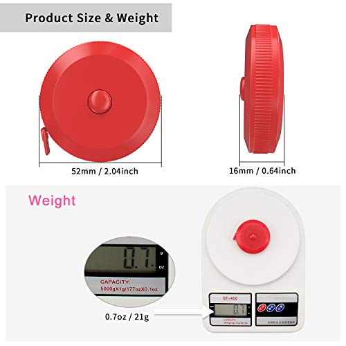 DiCUNO 60-Inch 1.5 Meter Soft and Retractable Tape Measure (3Pcs of Red with Soft Tape) - color: Red*3pcs