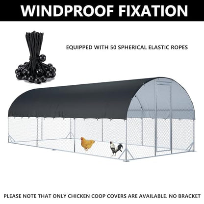 XCZ Chicken coop Cover. Equipped with Spherical Elastic Ropes, Suitable for Large Metal Chicken coops with Three Units. Chicken coop Sunshade Cloth, Waterproof and Sun-Proof. Only Cover