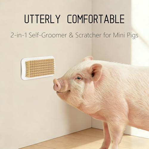 2 Pcs Mini Pig Self-Grooming and Scratch Brush, Pig Enrichment Toy | Pig Scratch Brush with Hanging Hole for Fences & Pens, Encourages Natural Behavior