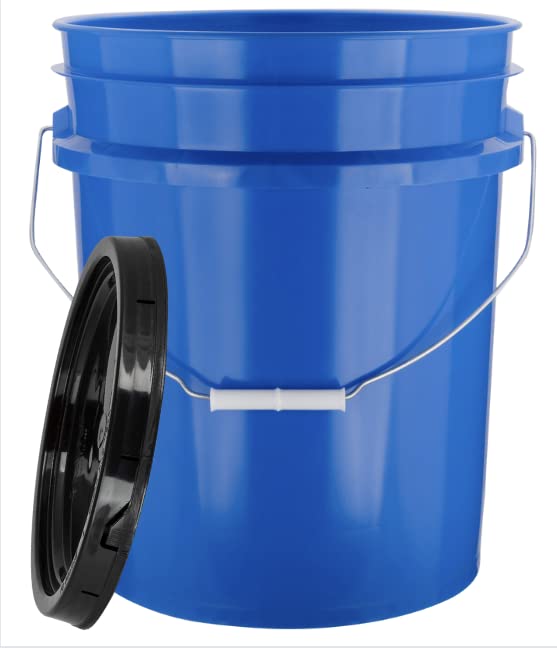 House Naturals 5 Gal Blue Buckets with Regular snap on lids - Food Grade BPA Free Plastic - Premium 90 mil -Made in USA