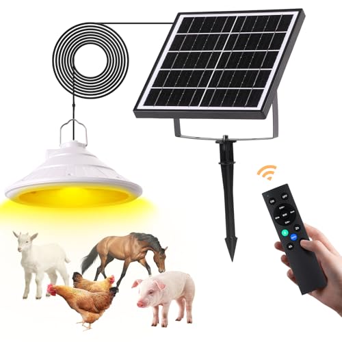 Solar Chicken Coop Light with Timer | Three-Color Dimmable LED, IP66 Waterproof Hanging Ceiling Pendant Light Suitable for Poultry Farms,Coops,Patio,Camping,Garage etc (White) - color: white 1pcs
