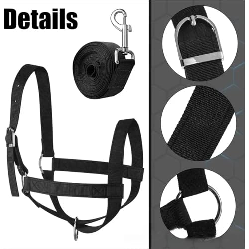 Rope Halter for Horses 2pcs Durable Adjustable Halter for Horses Cattle with Heavy Duty Lifting Rope Equestrian Gear