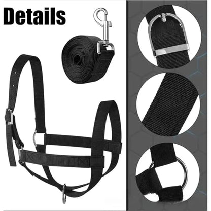 Rope Halter for Horses 2pcs Durable Adjustable Halter for Horses Cattle with Heavy Duty Lifting Rope Equestrian Gear