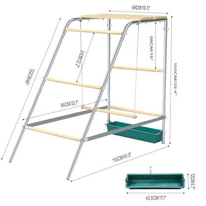 Chicken Roosting Bars with Swing and Drink Trough, Roosting Bars for Chickens in Coop, Easy to Installation&Clean,Baby Chick Playground Coop Accessories(43.3' L X 19.3' W X 39.4' H)