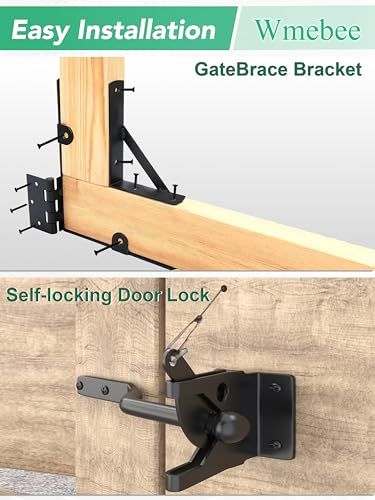 2 Pack Anti Sag Gate Kit, Fence Gate Kit Gate Hardware,Heavy Duty No Sag Anti Twist Gate Frame Corner Brace Bracket with Self-Locking Gate Latch for Wooden Fence Gate (2 Door Set) - size: 2 Door Set