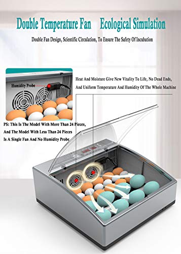 Egg Incubator with Automatic Egg Turning and Humidity Control, Incubator Small, Poultry Hatcher with Digital Display for Chickens Ducks Goose Others, Built-in Egg Candler - color: 30 Eggs Single Power Supply
