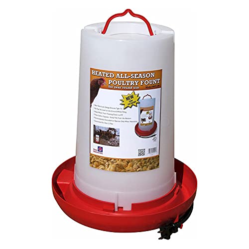 Farm Innovators 2 Pack Heated Chicken Waterer, Poultry Water Fountain, 3 Gallon - color: White, Red, size: 2 Pack