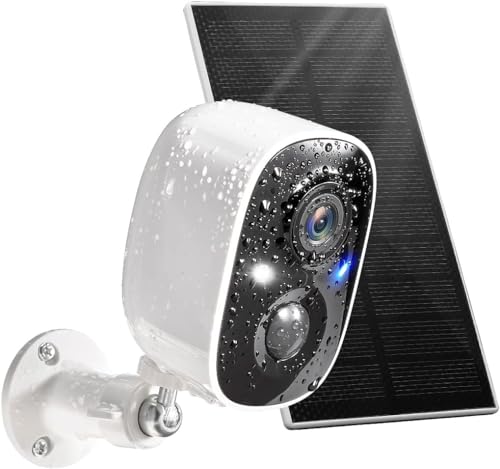 GMK Solar Security Camera Wireless Outdoor, with Solar Panel 2K Color Night Vision Motion Detection 2-Way Talk Battery Powered 3MP WiFi Home Indoor Camera IP65 Weatherproof Cloud/SD Storage - size: 1 Count Solar (Pack of 1)