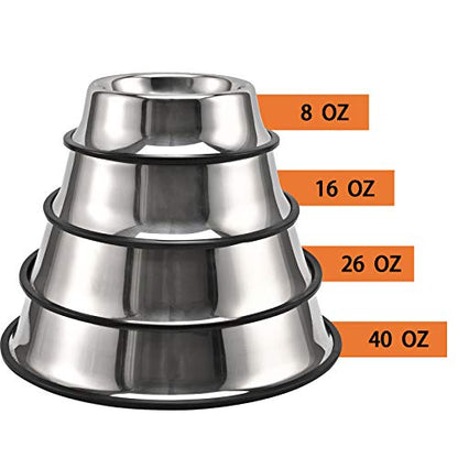 2Packs Stainless Steel Dog Bowl with Anti-Skid Rubber Base for Small/Medium/Large Pet, Perfect Dish, Pets Feeder Bowl and Water Bowl Perfect Choice for Dog Puppy Cat and Kitten (16oz) - size: 16oz