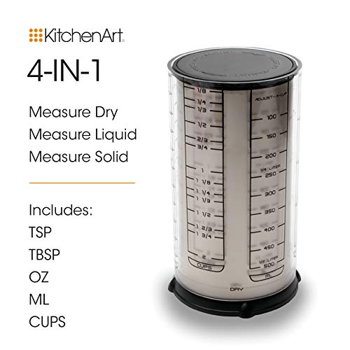 KitchenArt 2 Cup Pro Essentials Gift Set, 6.5x6.5x7", 3-Piece Set | The Essentials for Baking & Cooking | Adjustable Teaspoon, Tablespoon & 2 Cup Measuring Cup | Kitchen Measuring Gadget Set - size: 3-Piece Set