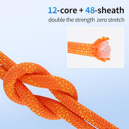 200Ft 1/2 Inch Heavy Duty Climbing Rope - for Tree Swing, Pulling, Outdoor & Gym Use (Orange) - size: 200ft-Orange