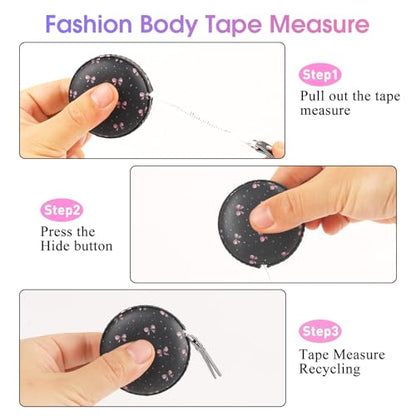 Retractable Mini Tape Measure, Auto-Retract, Premium Leather Tape Measure, Dual-Sided Ruler, Ideal for Fabric Cutting, Body Measurements, and Handicrafts (Starlight Bow) - color: Starlight Bow