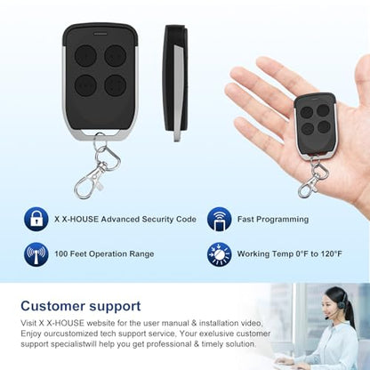 X X-HOUSE Gate Opener Remote Control Transmitter for X X-HOUSE & JUJIANG Automatic Swing Sliding Gate Openers with 100Ft Range, Replacement for JUJIANG Gate Opener Keychain Remote Security Kit - size: Gate Opener Remote Control