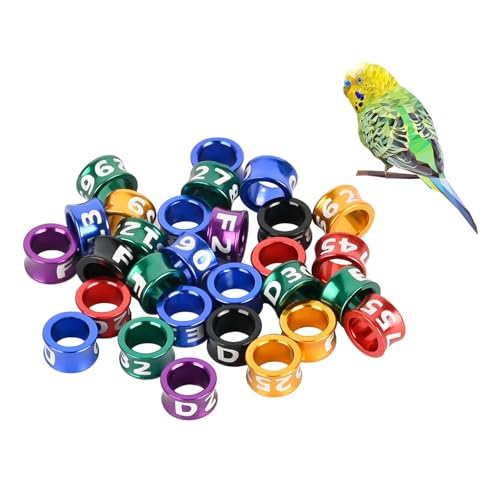 Bird Foot Rings, Bird Bands,Multicolor Aluminum Closed Mouth Bird Identification Leg Rings for Hibiscus Birds,Parrots,Peonies,Doves,etc(4mm,50pcs) - color: ID4.0, size: Closed