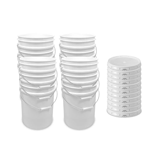 ePackageSupply 5 Gallon Bucket - Food Grade w/Lid BPA-Free,12 Pack - White | Airtight Gasketed Tear Strip Lid, Heavy-Duty 90 Mil HDPE Plastic Pail, Bulk Storage, Food Safe Durable Container, Made in USA - color: White, size: 12 Packs