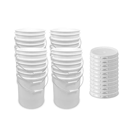ePackageSupply 5 Gallon Bucket - Food Grade w/Lid BPA-Free,12 Pack - White | Airtight Gasketed Tear Strip Lid, Heavy-Duty 90 Mil HDPE Plastic Pail, Bulk Storage, Food Safe Durable Container, Made in USA - color: White, size: 12 Packs