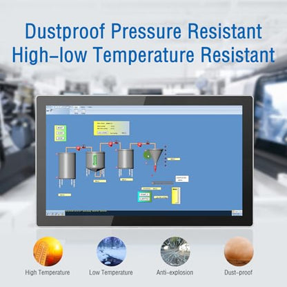 GreenTouch 15.6 Inch High Resolution Embedded Touch Screen Industrial Monitor, Front IP65 Panel Rugged Metal Case Display - 1920x1080 - size: 15.6 IN