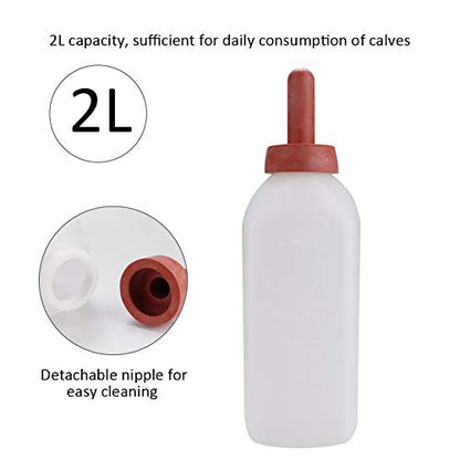 2L Calf Nursing Bottle with Natural Rubber Nipple,Plastic Milk Feeder for Calves,Weaning Tool for Small Animals,Easy to Clean