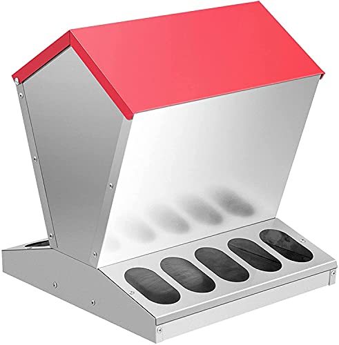 shengyi 11.5-55lbs Galvanized Chicken Feeder - Rat Proof Poultry Feeder with Lid Weatherproof Outdoor Coop Food Dispenser (55lbs 15.7x15.7