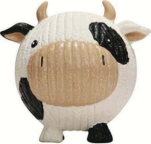 HuggleHounds Ruff-Tex Latex Ball Dog Toy - Dog Toys Rubber, Puppy Toys, Puppy Essentials, Pool Toy, Heavy Duty Squeaky Ball for Small, Medium & Large Dogs, All Breeds - Dottie Cow, Large - size: Large, style: Cow
