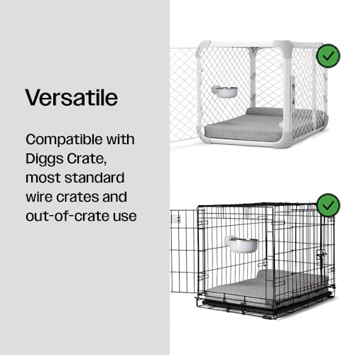 DIGGS Crate Bowl for Dogs - Clip on Pet Bowl for Water & Food - Puppy Training Necessities - Spill-Resistant, Universal Dog Crate Accessories (38oz.)