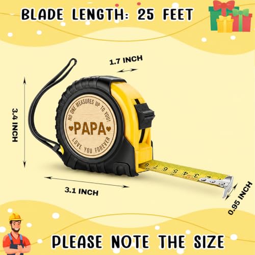 Papa Gifts Fathers Day Christmas Birthday Gifts for Papa Tool Gifts | Woodworker Gifts Carpenter Gifts for Papa No One Measures Up to You Engraved Tape Measure 25 FT - color: Papa