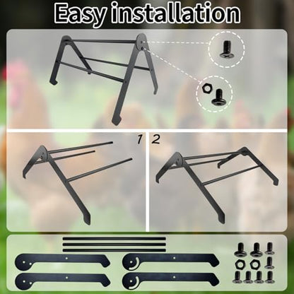 Adjustable Chicken Roosting Bars for Coop & Brooder – Heavy-Duty Metal Roost Ladder, Chick Perch for Hens, Farm-Ready Roosting Bar (Black)
