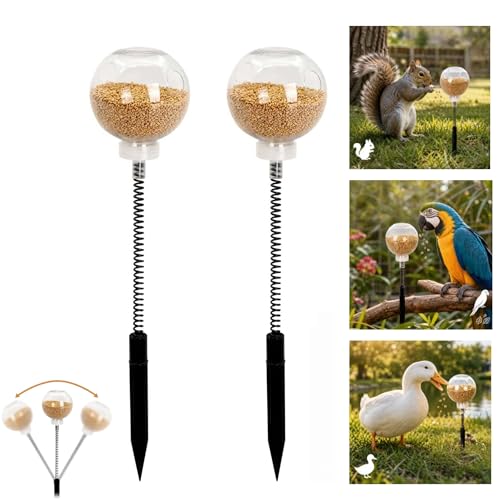 2 Pack Chicken Pecking Toys, Transparent Slow Feed Enrichment Toy, Chicken Swing Feeder with Spring & Ground Stake, Coop Accessories for Hens Poultry Duck Birds Parrots