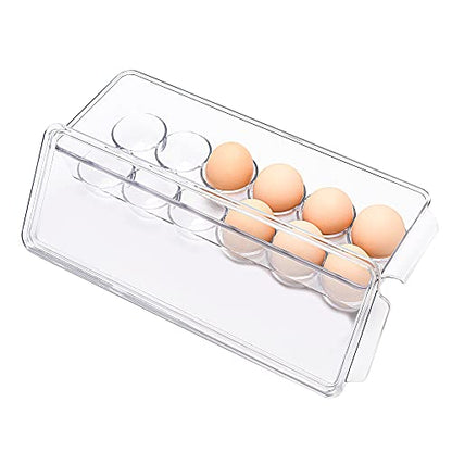 12 Eggs Holder for Refrigerator, Clear Egg Container for Fridge, Kitchen - size: 12 Eggs