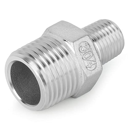 TAISHER 5PCS Cast 304 Stainless Steel Hex Nipple, Reducer Pipe Fitting 1/2-Inch Male Pipe x 1/4-Inch Male Pipe - size: 1/2" NPT x 1/4" NPT