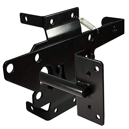 Self-Locking Gate Latch Heavy Duty Post Mount Automatic Gravity Lever Wood/PVC Fence Gate Lock with Fasteners Hardware,for Secure Pool |Yard | Garden, Steel,Black - color: Black