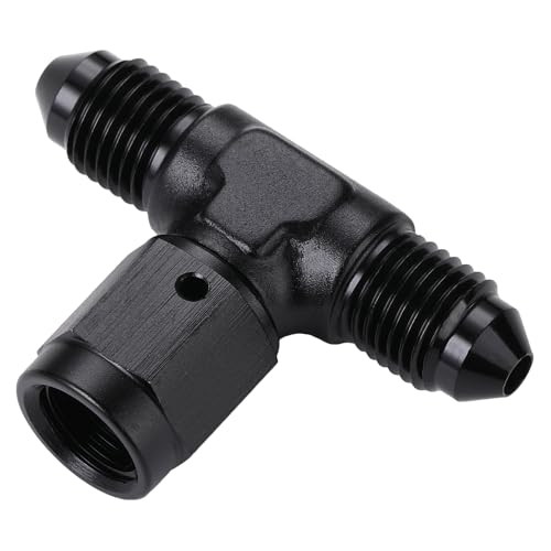 3AN Male Flare Tee T Fitting Adapter with AN3 Female Swivel On Side Aluminum Black - size: 3AN