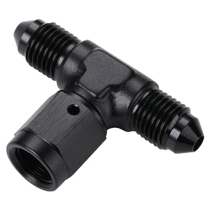 3AN Male Flare Tee T Fitting Adapter with AN3 Female Swivel On Side Aluminum Black - size: 3AN
