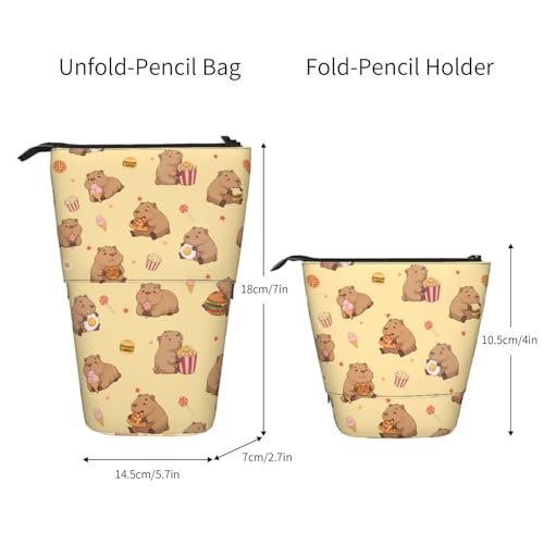 Yellow Cute Animals Kids Standing Pencil Case Girls Boys Telescopic Stationary Pouch with Zipper Large Capacity Stand up Pen Bag Portable Makeup Holder for Children School Students - color: Animals