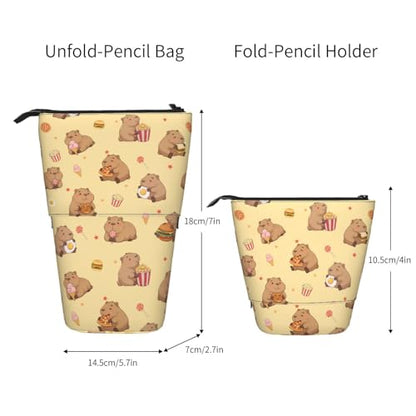 Yellow Cute Animals Kids Standing Pencil Case Girls Boys Telescopic Stationary Pouch with Zipper Large Capacity Stand up Pen Bag Portable Makeup Holder for Children School Students - color: Animals