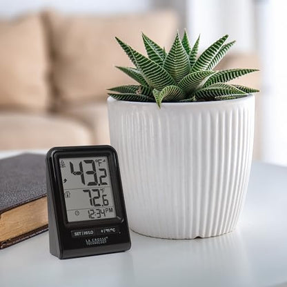 La Crosse Technology 308-1409BNH-CBP Battery Operated Wireless Digital Thermometer - Black - color: Black