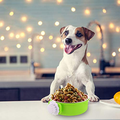 Crate Dog Bowl Removable Stainless Steel Water Food Feeder Bowls Cage Coop Cup for Cat Puppy Bird Pets (Large, Green)