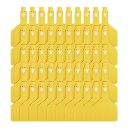 Danbark 50-Count One-Piece Cattle Ear Tags – Large TPU Cow Tags, Fade-Resistant & Cold-Resistant for Easy Livestock Identification and Herd Management (Yellow) - color: Yellow