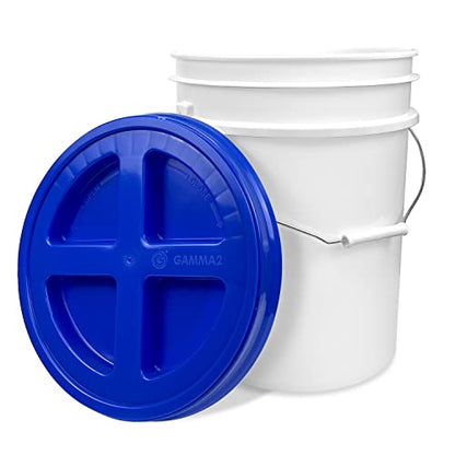 ePackageSupply 5 Gallon Bucket - Food Grade Bucket with Airtight Gamma Seal Screw-On Lid, BPA-Free, Heavy-Duty 90 Mil HDPE Plastic, Bulk Storage, Durable Container, Made in USA, White/Blue, 6 Packs - color: White/Blue, size: 6 Packs