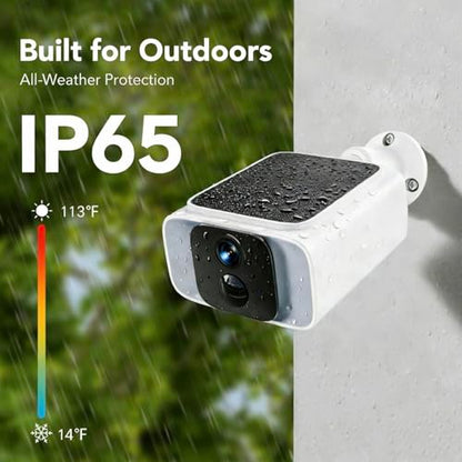 GNCC Solar Security Camera Wireless Outdoor, 2.4GHz & 5GHz WiFi, 4MP Color Night Vision, AI Human Detection, Two-Way Audio, IP65 Waterproof, SD/Cloud Storage for Driveway, Yard & Home Security